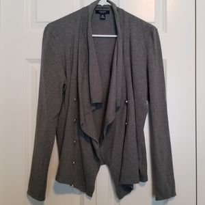 Chaps gray waterfall knit cardigan metal buttons SZ Large